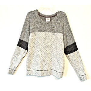 Knox Rose Cozycore Geometric Patterned Sweater Lace Detail Loungewear‎ Boho